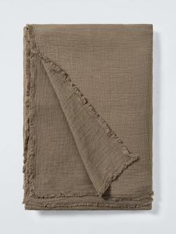 John Lewis Washed Cotton Bedspread, Cocoa