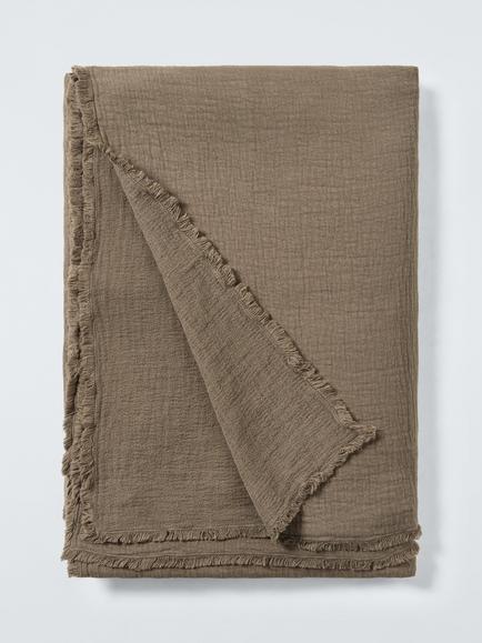 John Lewis Washed Cotton Bedspread, Cocoa