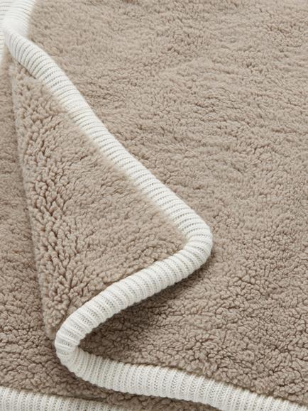 John Lewis Teddy Fleece Throw - view 2, Latte