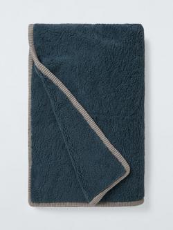 John Lewis Teddy Fleece Throw - view 2, Loch Blue