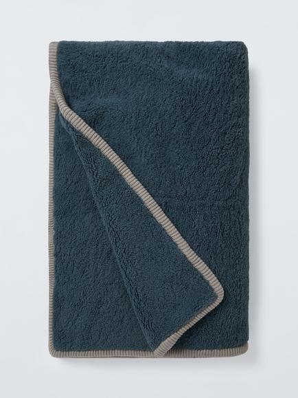 John Lewis Teddy Fleece Throw - view 2, Loch Blue