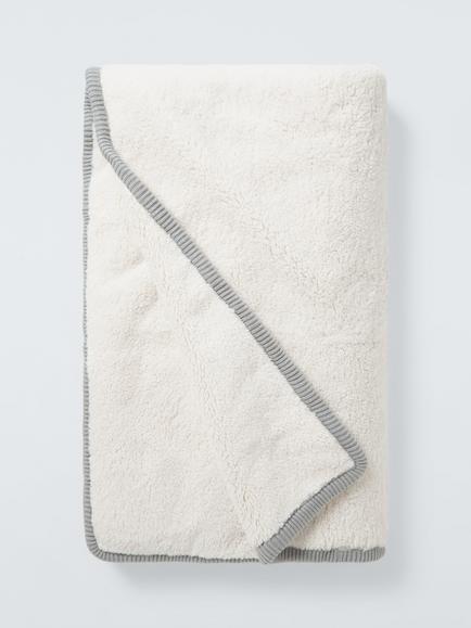John Lewis Teddy Fleece Throw - view 2, White Winter