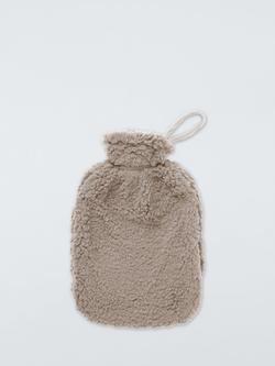 John Lewis Teddy Fleece Hot Water Bottle - view 2, Latte