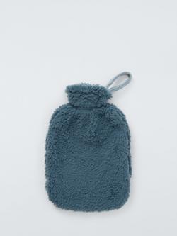 John Lewis Teddy Fleece Hot Water Bottle - view 2, Loch Blue