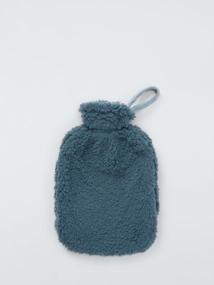 John Lewis Teddy Fleece Hot Water Bottle - view 2, Loch Blue