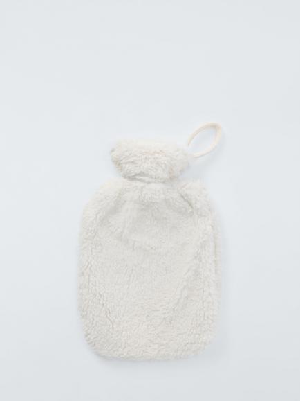 John Lewis Teddy Fleece Hot Water Bottle - view 2, Marshmallow