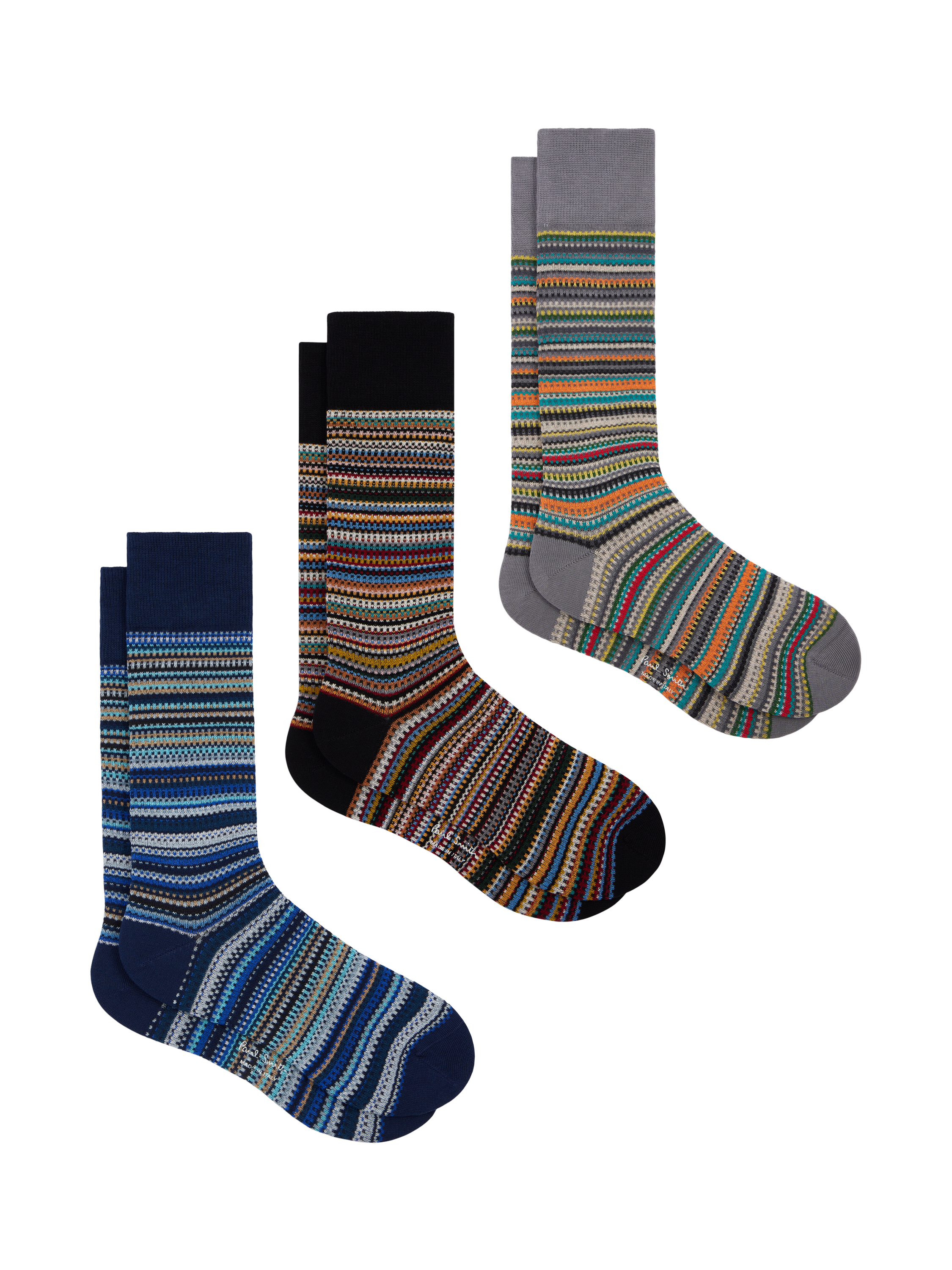 Product image 1 of 4, which shows Paul Smith Stripe Cotton Blend Socks, Pack of 3, Multi