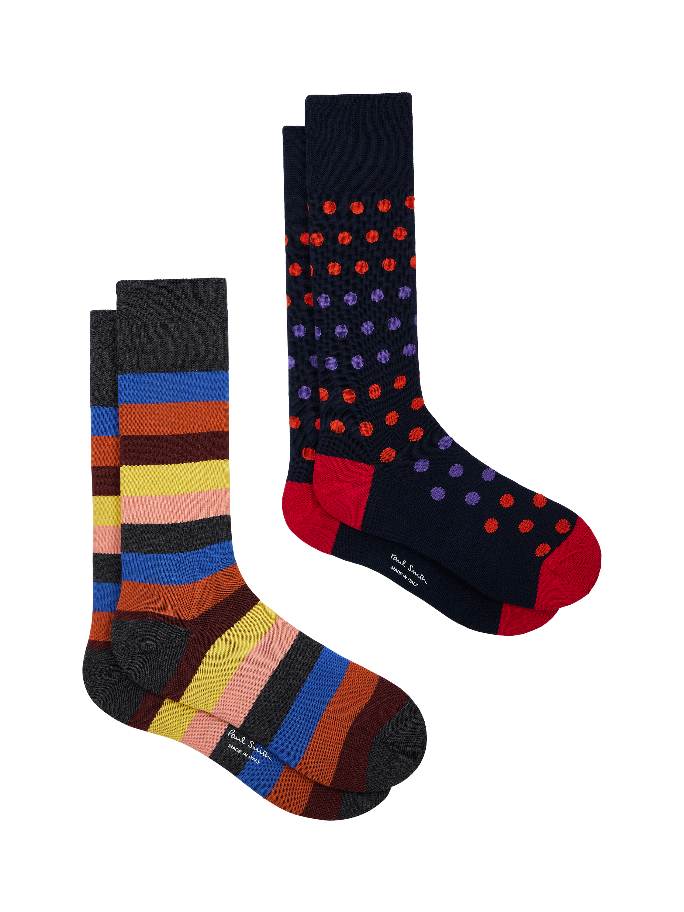 Product image 1 of 3, which shows Paul Smith Patterned Cotton Blend Socks, Pack of 2, Multi