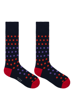 Paul Smith Patterned Cotton Blend Socks, Pack of 2, Multi - view 2, Orange Multi Orange