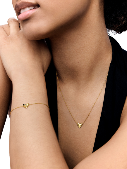 Monica Vinader Heart Chain Bracelet - view 2, Gold