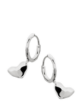 Monica Vinader Heart Drop Huggie Earrings, Silver