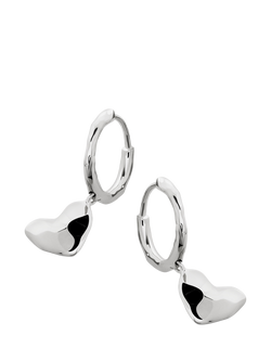 Monica Vinader Heart Drop Huggie Earrings, Silver