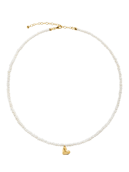 Monica Vinader Mini Heart Pearl Necklace, Gold, Gold