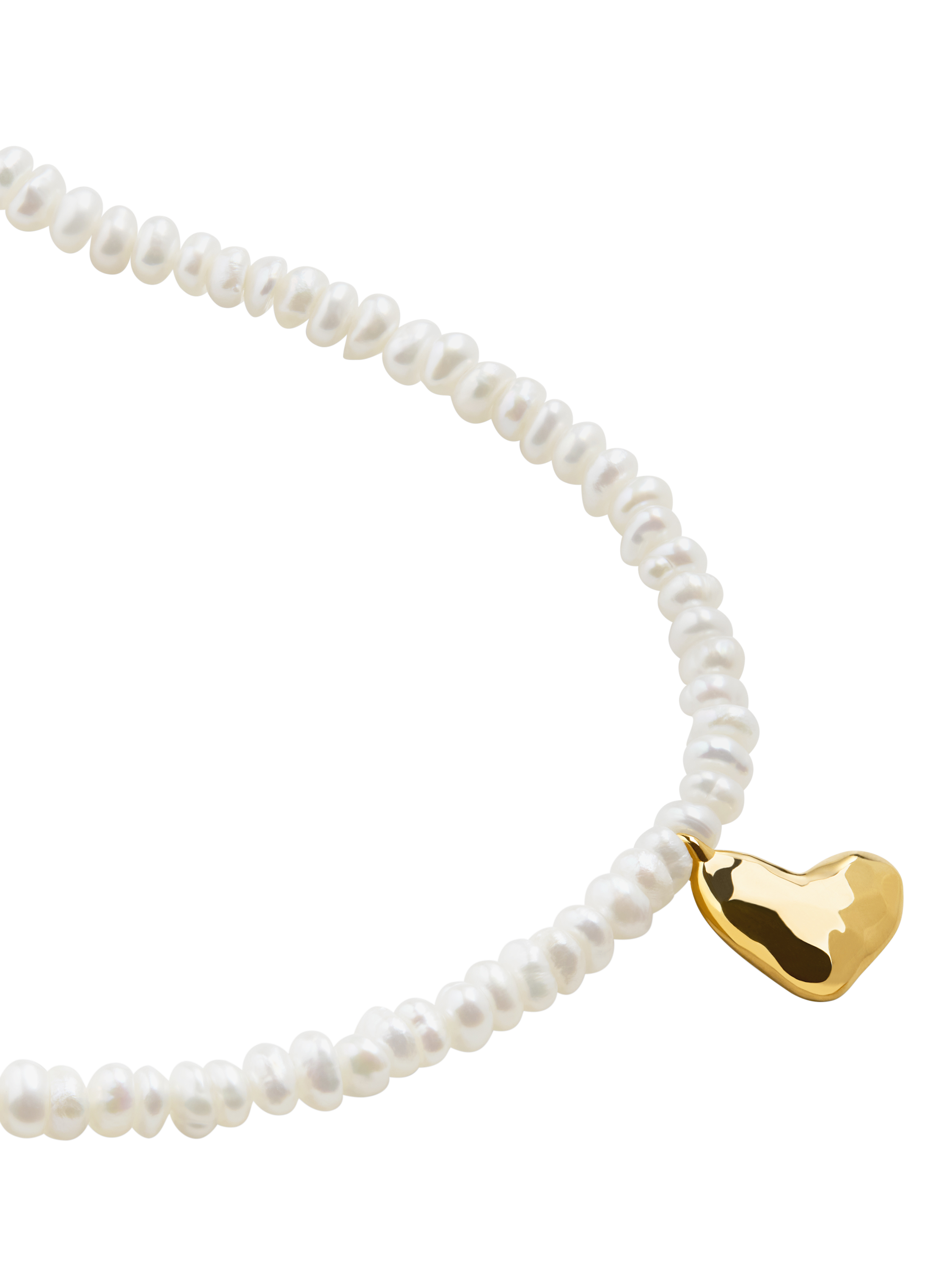 Product image 3 of 5, which shows Monica Vinader Mini Heart Pearl Necklace, Gold