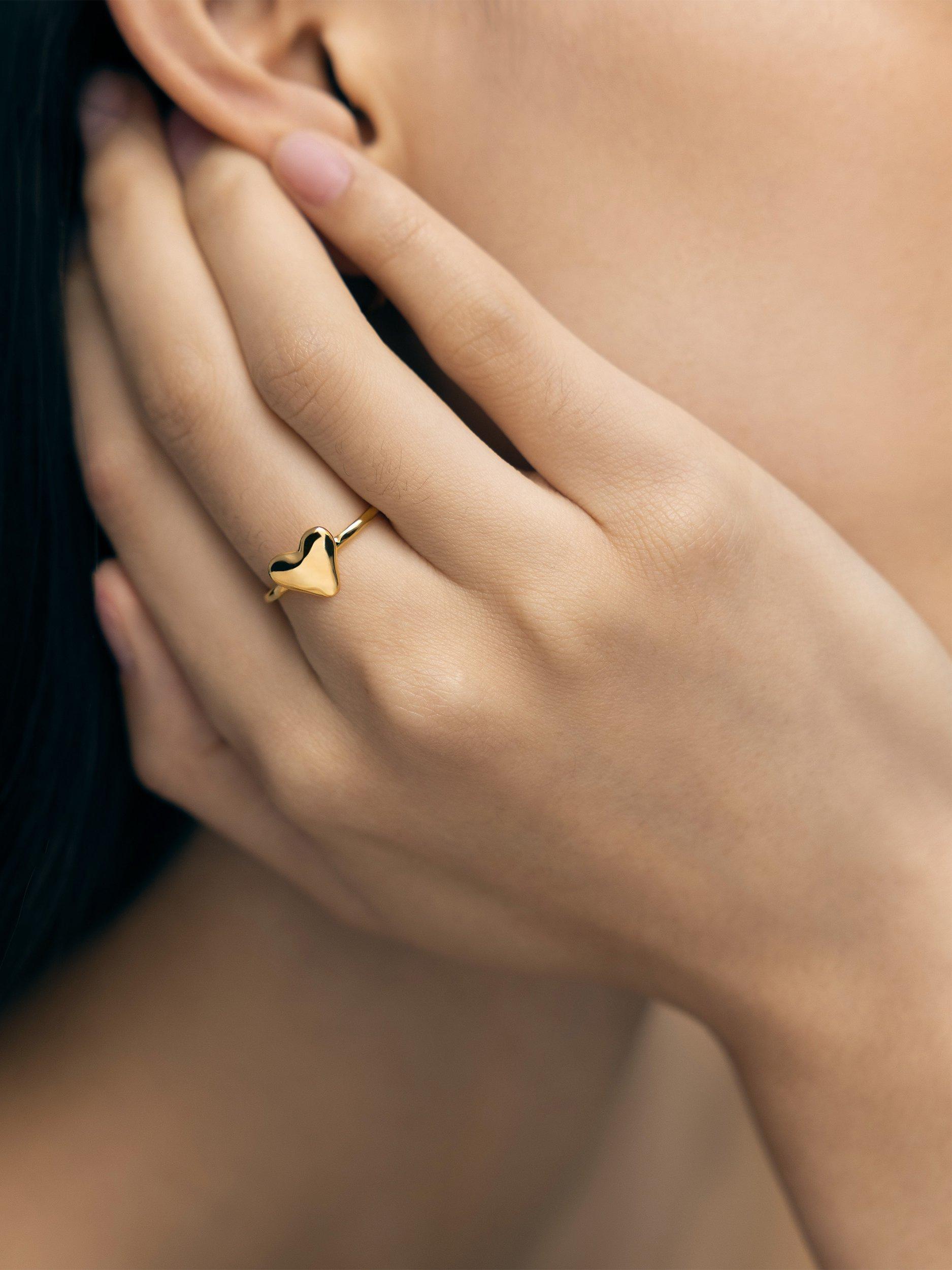 Product image 3 of 4, which shows Monica Vinader Heart Stacking Ring, Gold, K