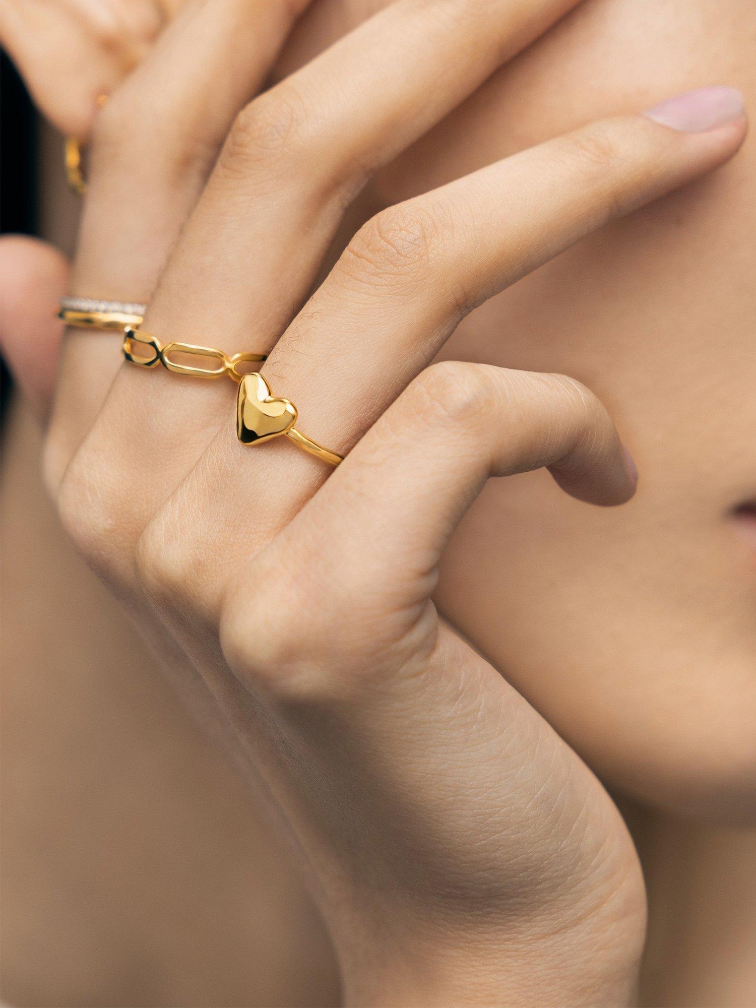 Product image 4 of 4, which shows Monica Vinader Heart Stacking Ring, Gold, K