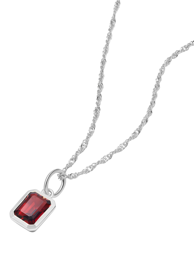 Product image 1 of 2, which shows Daisy London Birthstone Pendant Necklace, Silver, January/Garnet