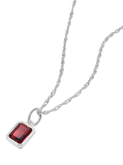 Daisy London Birthstone Pendant Necklace, Silver, Silver/Garnet
