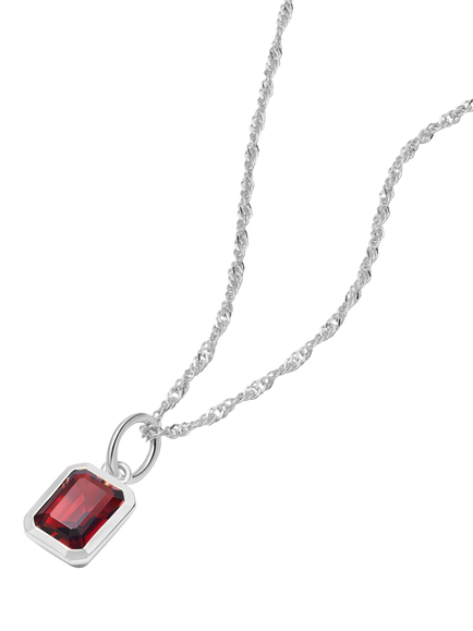 Daisy London Birthstone Pendant Necklace, Silver, Silver/Garnet