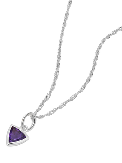 Daisy London Birthstone Pendant Necklace, Silver, Silver/Amethyst