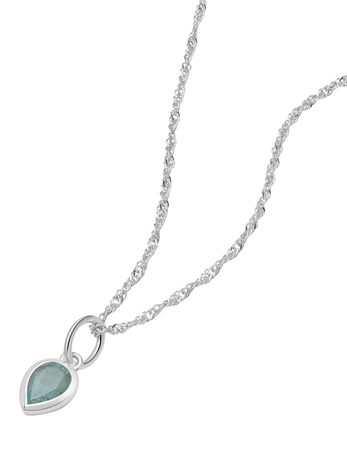 Product image 1 of 2, which shows Daisy London Birthstone Pendant Necklace, Silver, March/Aquamarine