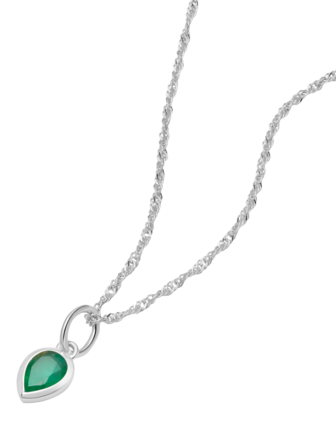 Product image 1 of 2, which shows Daisy London Birthstone Pendant Necklace, Silver, May/Emerald