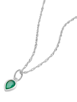Daisy London Birthstone Pendant Necklace, Silver, Silver/Emerald