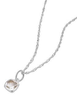 Daisy London Birthstone Pendant Necklace, Silver, Silver/Moonstone