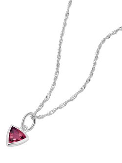 Daisy London Birthstone Pendant Necklace, Silver, Silver/Ruby