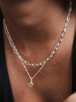 Daisy London Birthstone Pendant Necklace, Silver - view 2, Silver/Peridot