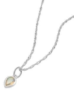 Daisy London Birthstone Pendant Necklace, Silver, Silver/Opal