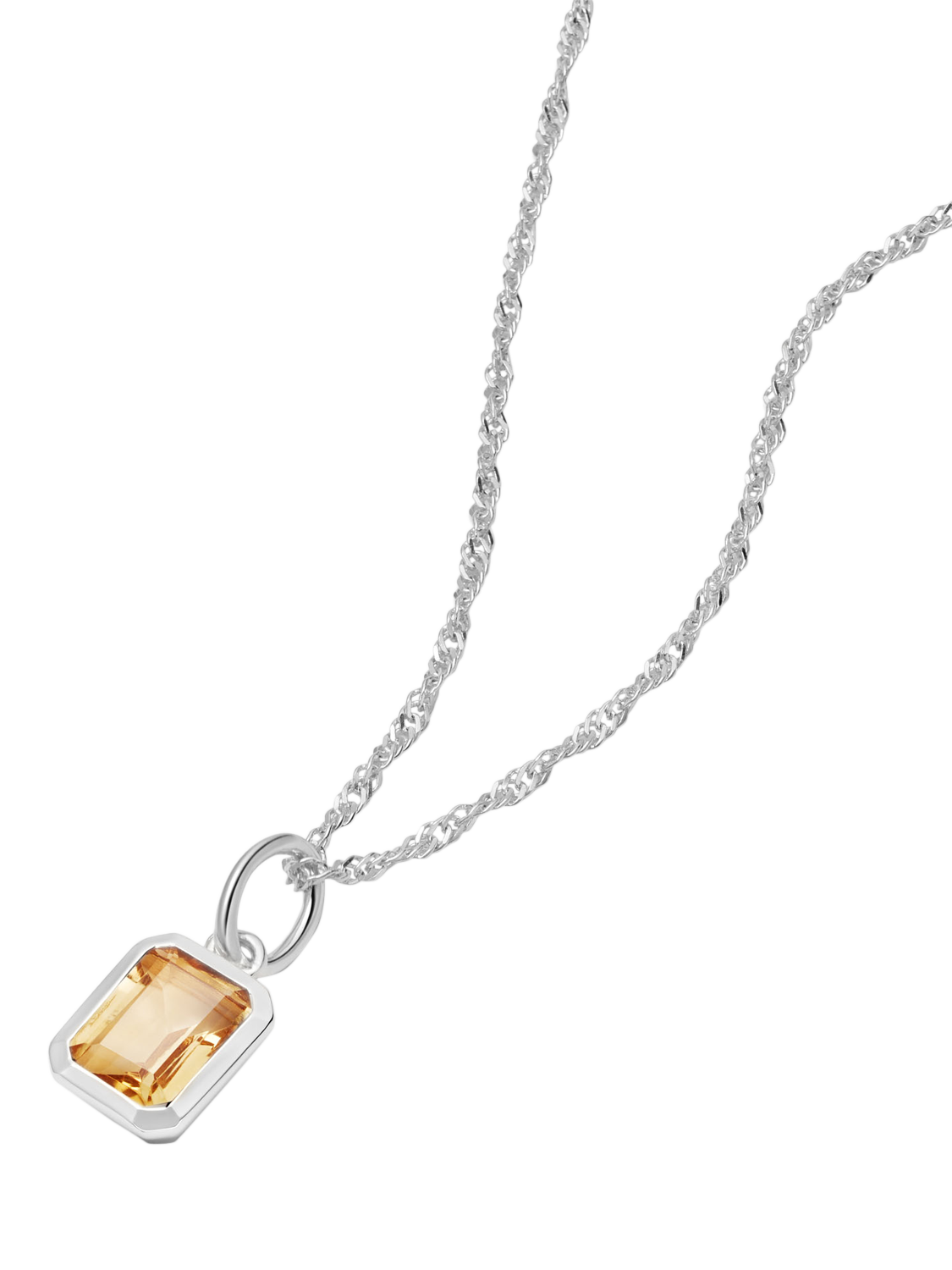 Product image 1 of 2, which shows Daisy London Birthstone Pendant Necklace, Silver, November/Citrine