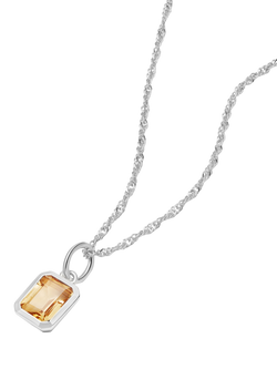 Daisy London Birthstone Pendant Necklace, Silver, Silver/Citrine