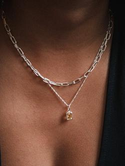Daisy London Birthstone Pendant Necklace, Silver - view 2, Silver/Citrine