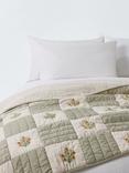 John Lewis Floral Embroidered Quilted Bedspread, Natural