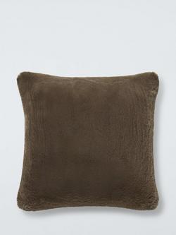 John Lewis Luxury Faux Fur Plain Cushion, Cocoa