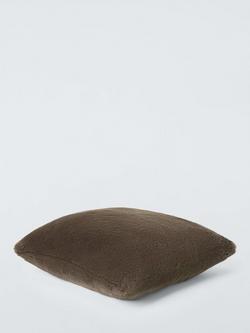 John Lewis Luxury Faux Fur Plain Cushion - view 2, Cocoa