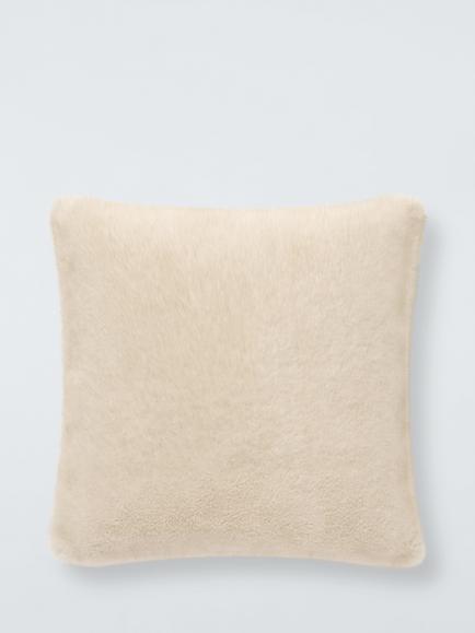 John Lewis Luxury Faux Fur Plain Cushion, Gold
