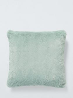 John Lewis Luxury Faux Fur Plain Cushion, Sage