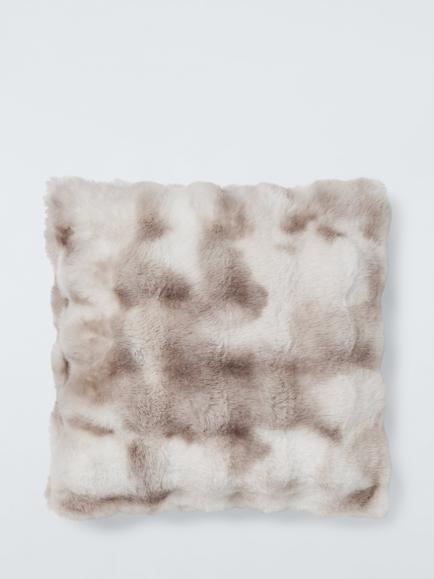 John Lewis Premium Faux Lynx Fur Cushion, White - view 2, White