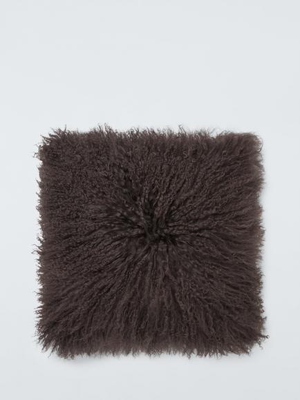 John Lewis Mongolian Sheepskin Cushion, Cocoa