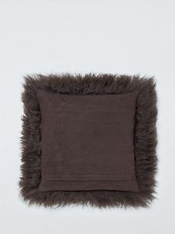 John Lewis Mongolian Sheepskin Cushion - view 2, Cocoa