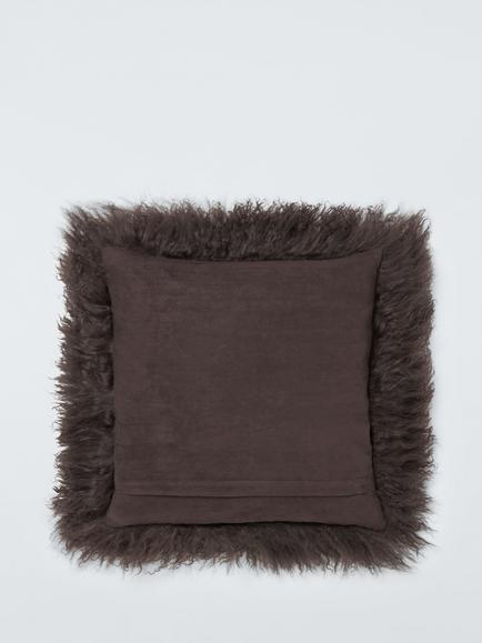 John Lewis Mongolian Sheepskin Cushion - view 2, Cocoa