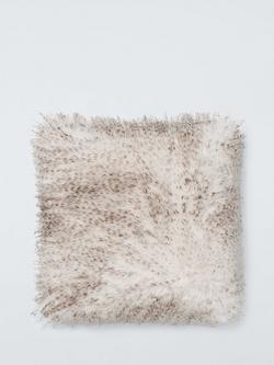 John Lewis Premium Ostrich Faux Fur Cushion, White, White