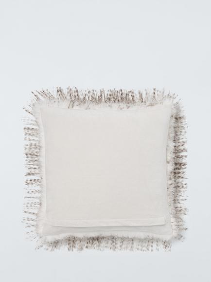 John Lewis Premium Ostrich Faux Fur Cushion, White - view 2, White