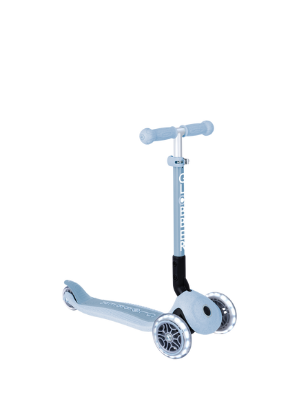 Globber Junior Foldable Lights Eco Scooter, Blueberry