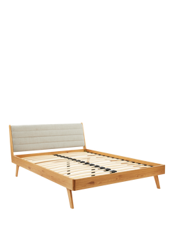 John Lewis X-Ray Upholstered Oak Wood Bed Frame, Double, Mandarin, Mandarin