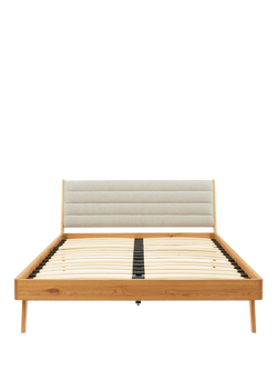 John Lewis X-Ray Upholstered Oak Wood Bed Frame, Double, Mandarin - view 2, Mandarin