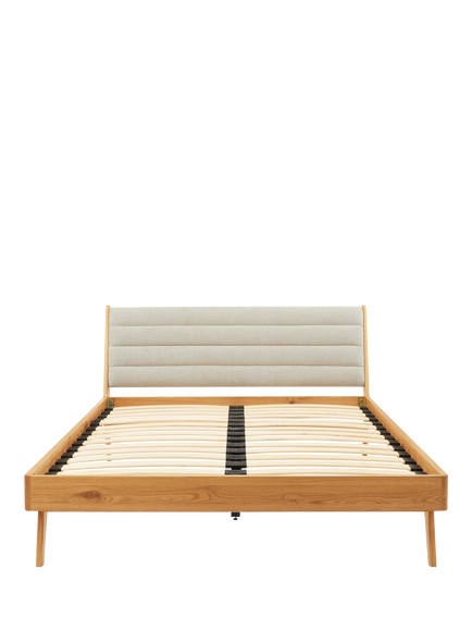 John Lewis X-Ray Upholstered Oak Wood Bed Frame, Double, Mandarin - view 2, Mandarin