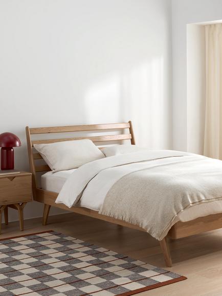 John Lewis X-Ray Oak Wood Bed Frame, Double, Bianco Lacquer - view 2, Bianco Lacquer